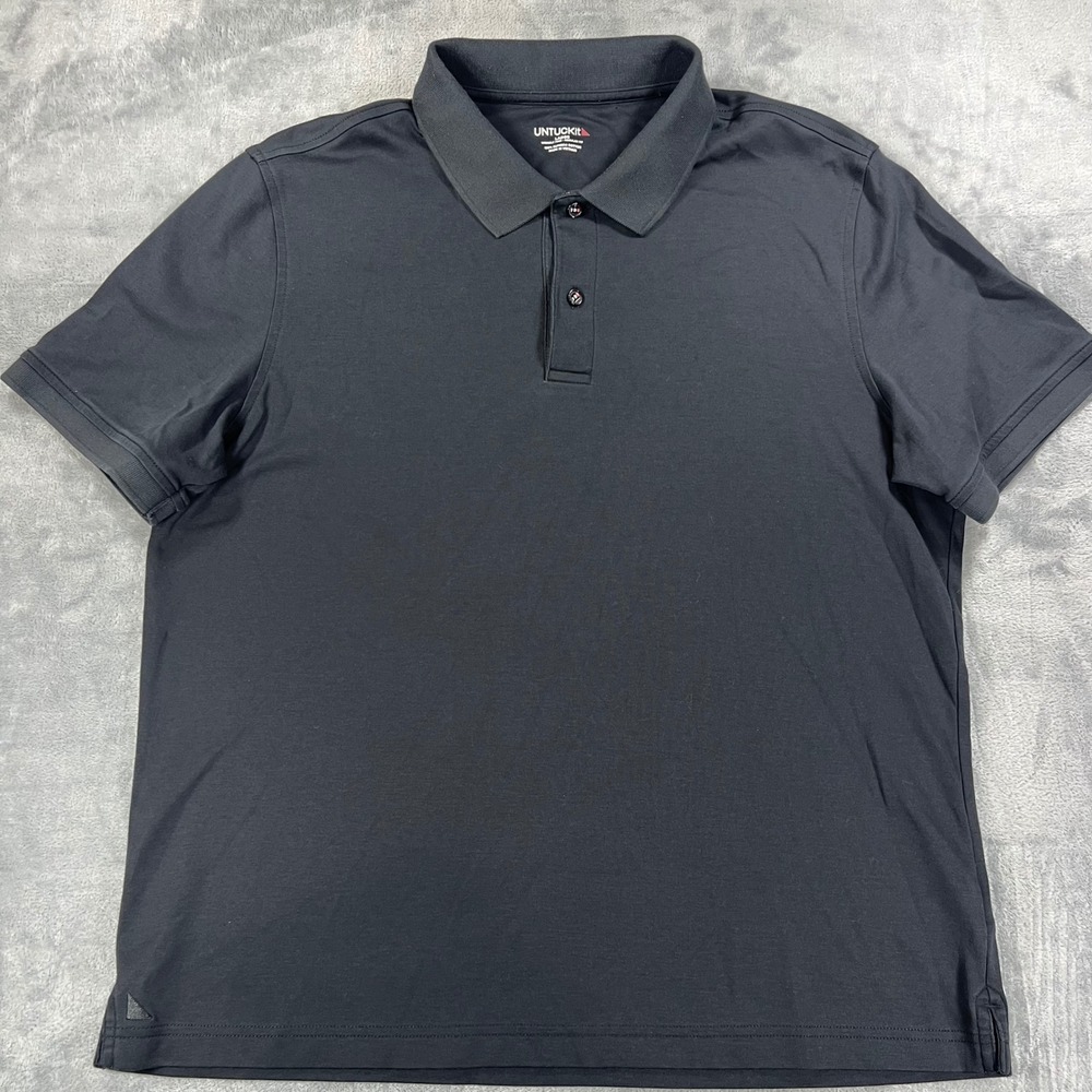 UNTUCKit Damaschino Black Supima Cotton Polo Shirt Regular Fit Large